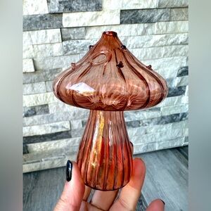 Glass Mushroom Vase Home Decor Purple Mini